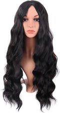 28 Inch Long Wavy Synthetic Fiber Curly Cosplay Wig (Black) | 60 cm Wig, No Bangs, Fashion, Women, Party