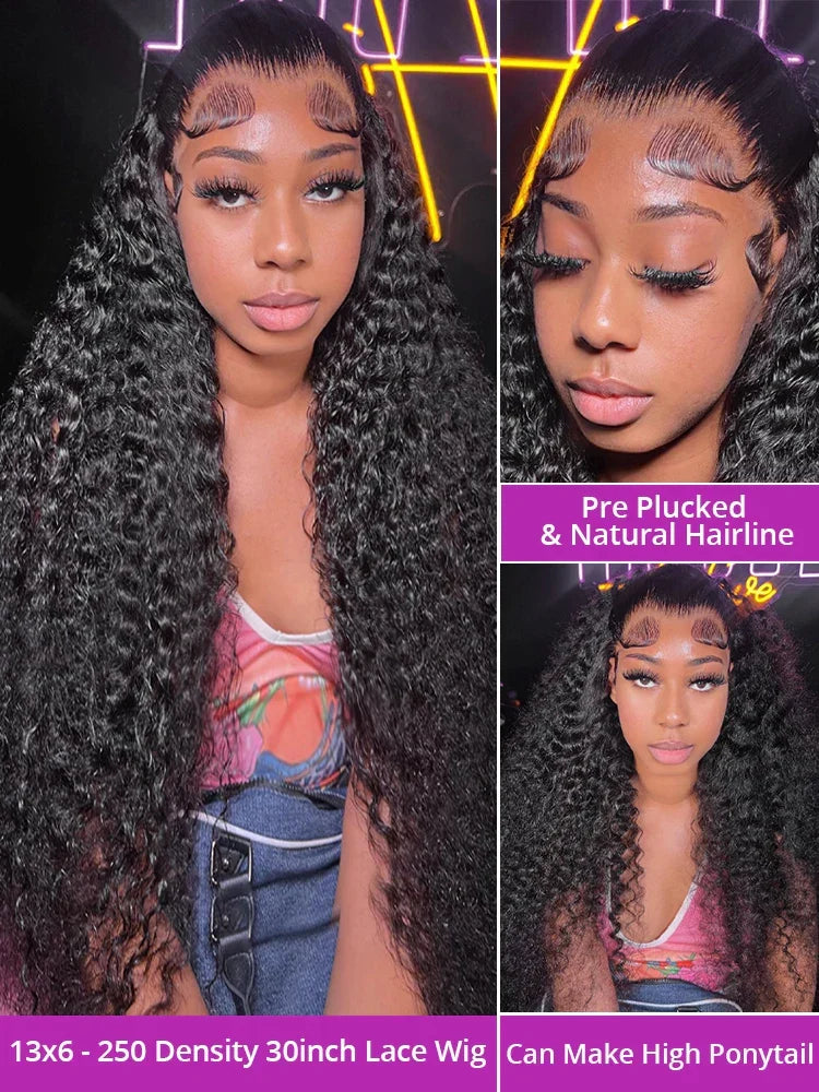 Deep Wave Hd Lace Front Human Hair Curly Wigs